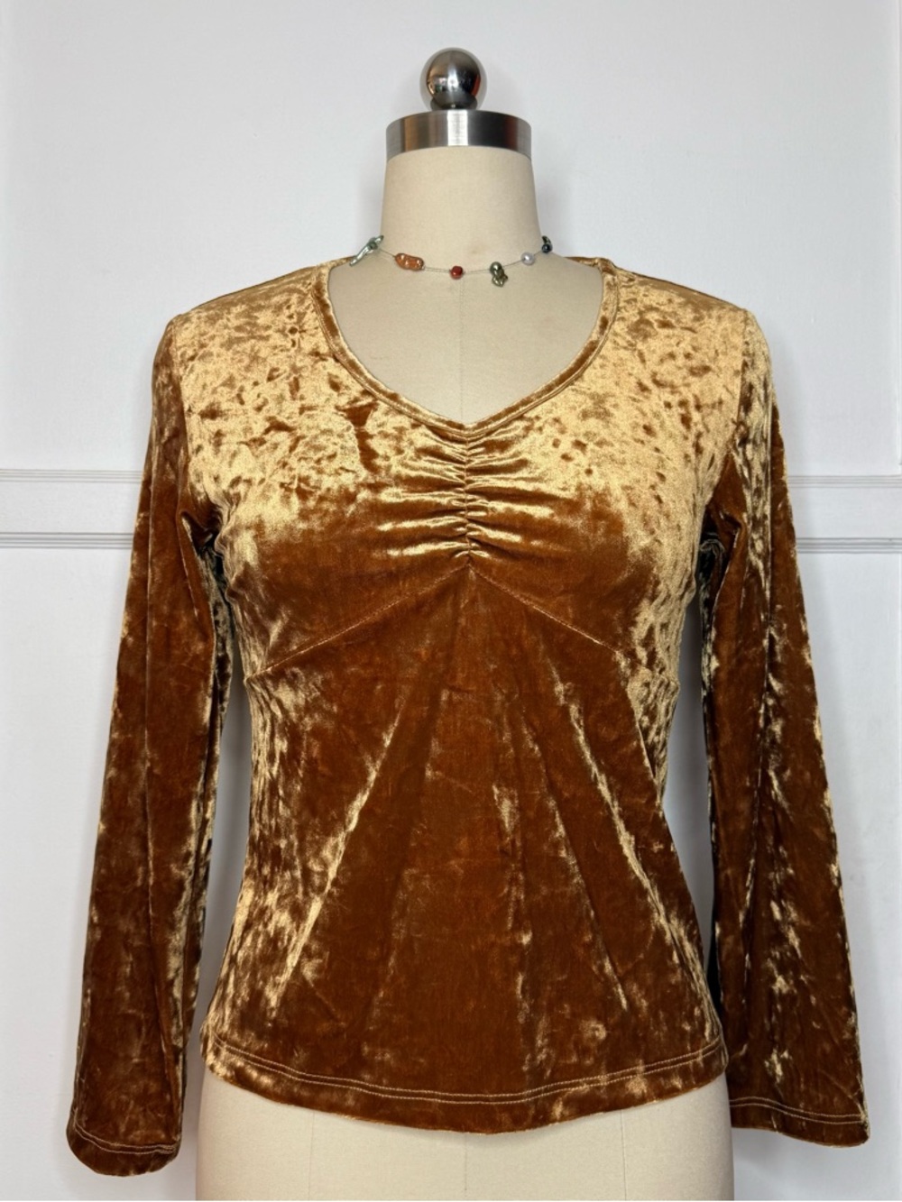 Gold crushed velvet top